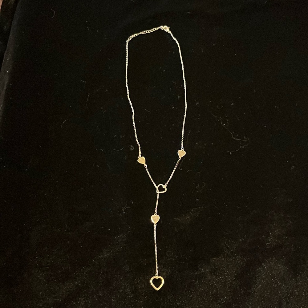 925 Sterling Silver Lariat Heart Love adjustable Necklace
